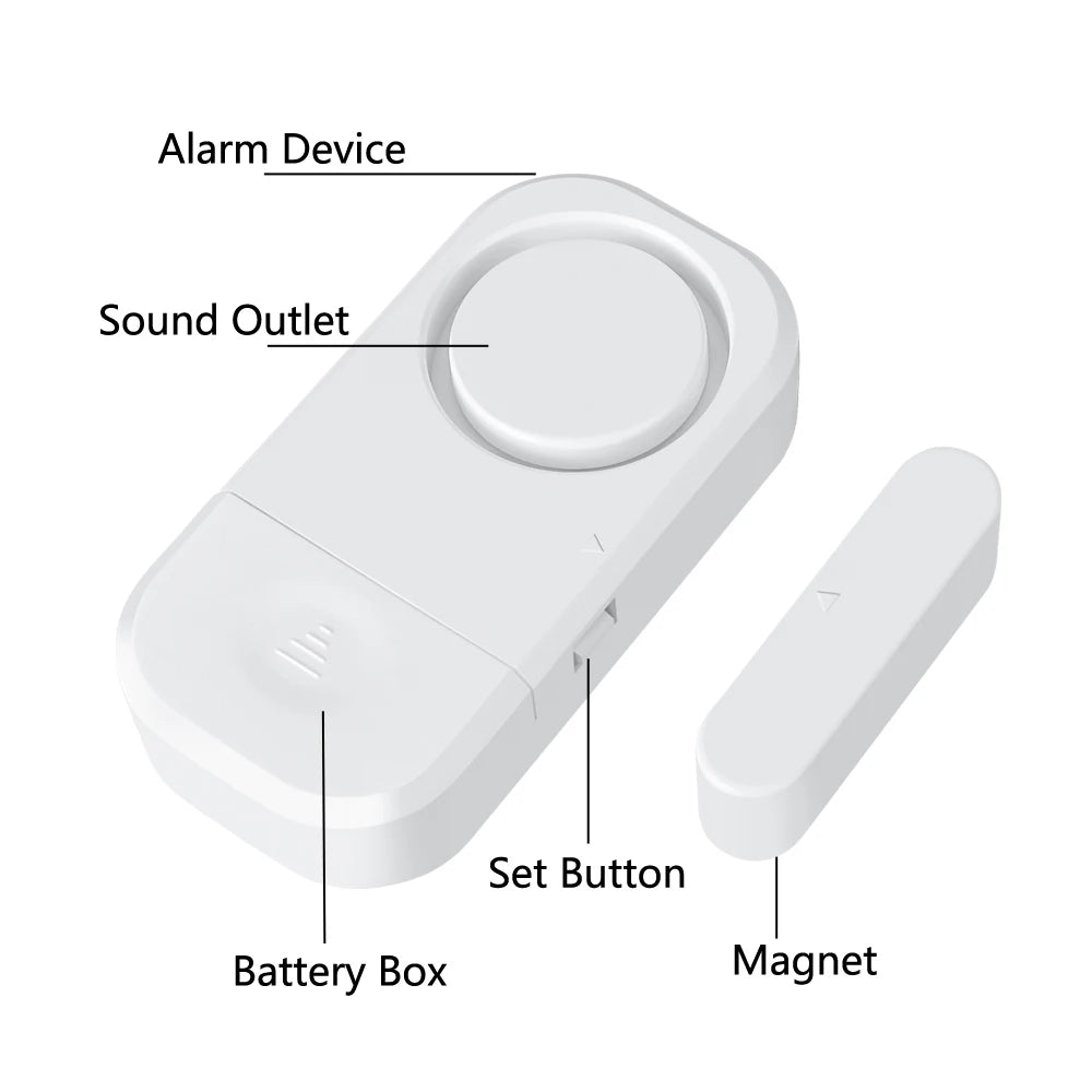 Wireless Door Opening Sensor Alarm with 130dB Alert & Time Delay