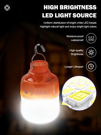 Outdoor USB Rechargeable LED Camping Lantern - Portable Emergency Light with Hook - Shello's Creative Boutique