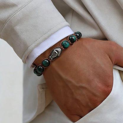 Bracelet Tibetan Buddhism Natural Stone 8mm Beads Red Sandalwood Rosary Healing Meditation Lucky Prayer Bracelet Men Women