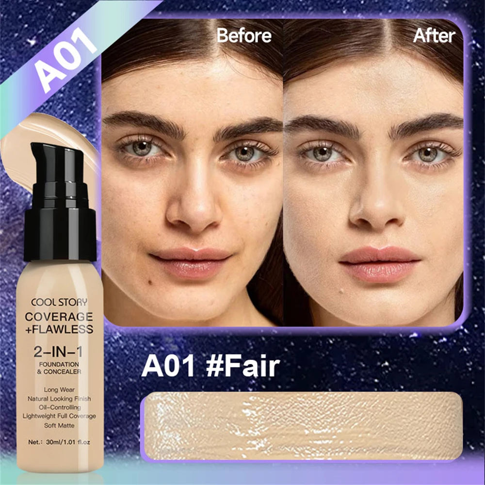 10 Color Lasting Face Foundation Cream Oil-Control Matte BB Cream Liquid Full Coverage Waterproof Hydrating Brighten Concealer - Shello's Creative Boutique