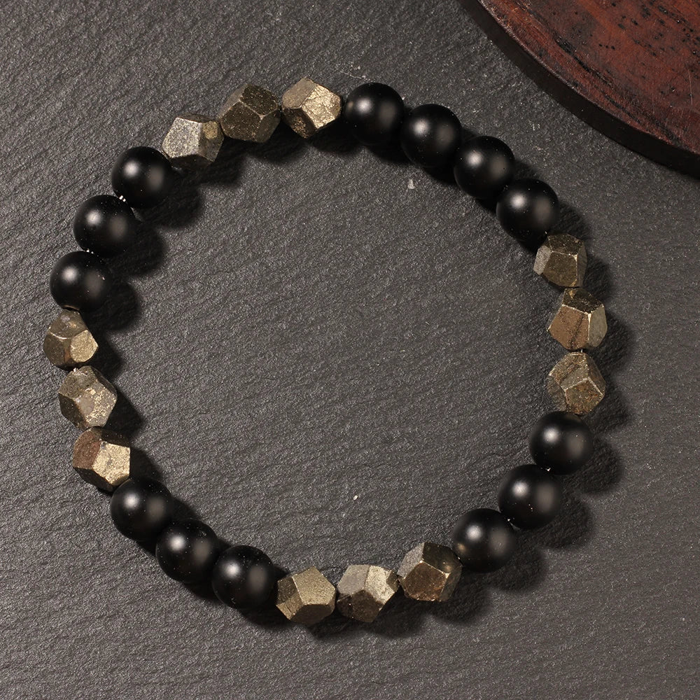 Natural Blue Tiger Eye Stone Bracelet – Unisex Handmade Stretch Beaded Bangle