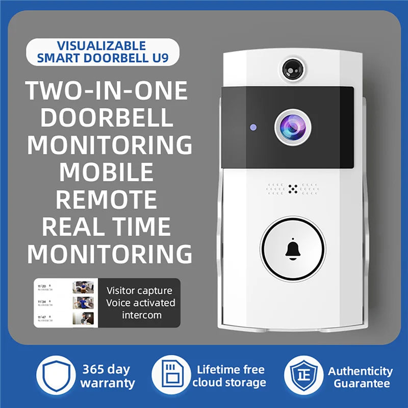 Outdoor Wireless Solar Doorbell Camera with WiFi & Waterproof Cover