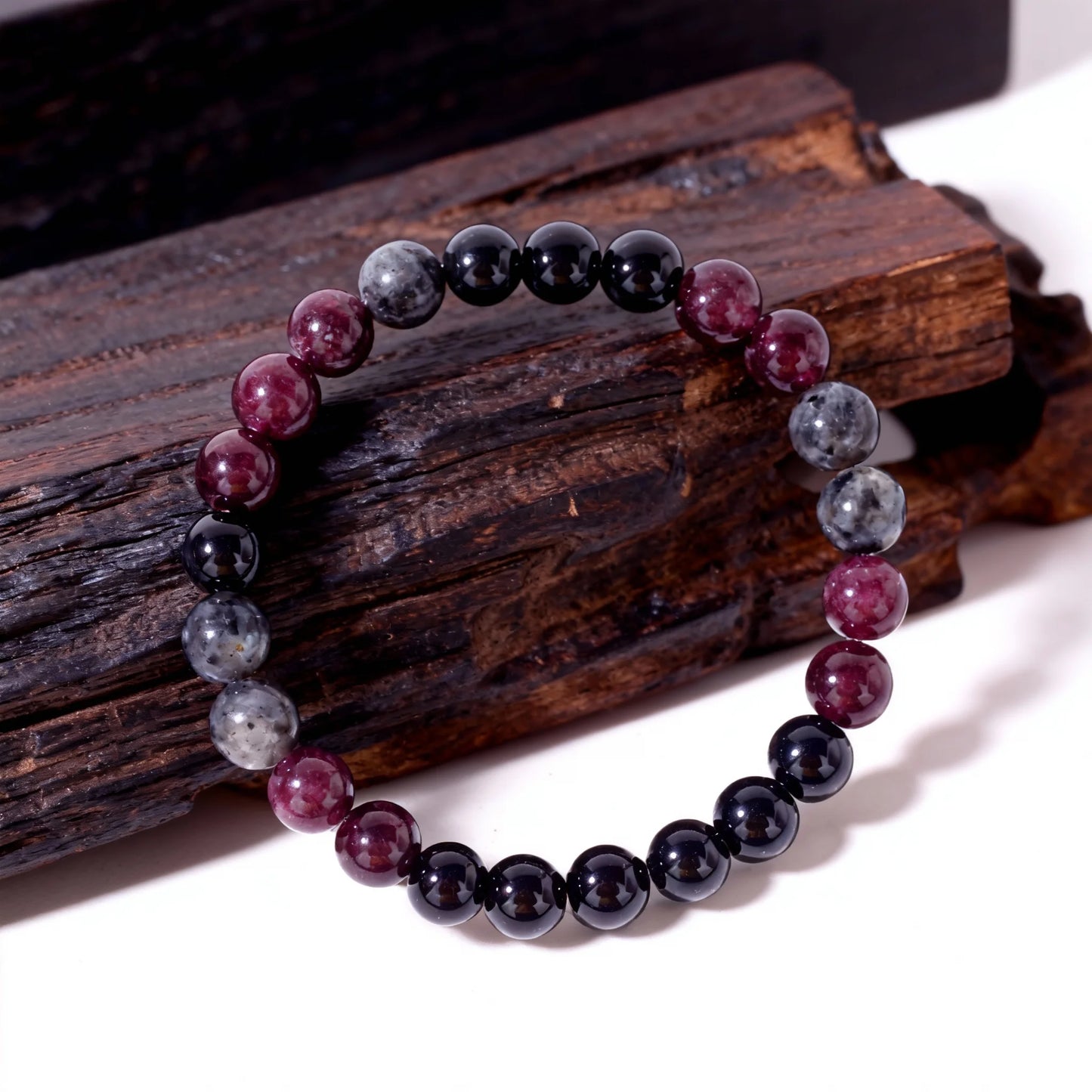 Luxury Garnet Natural Stone Protection Bracelet – Red & Black Beaded Bangle