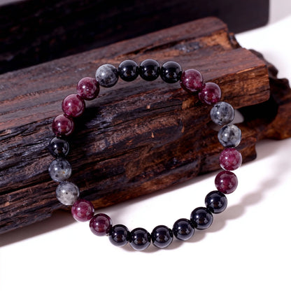 Luxury Garnet Natural Stone Protection Bracelet – Red & Black Beaded Bangle