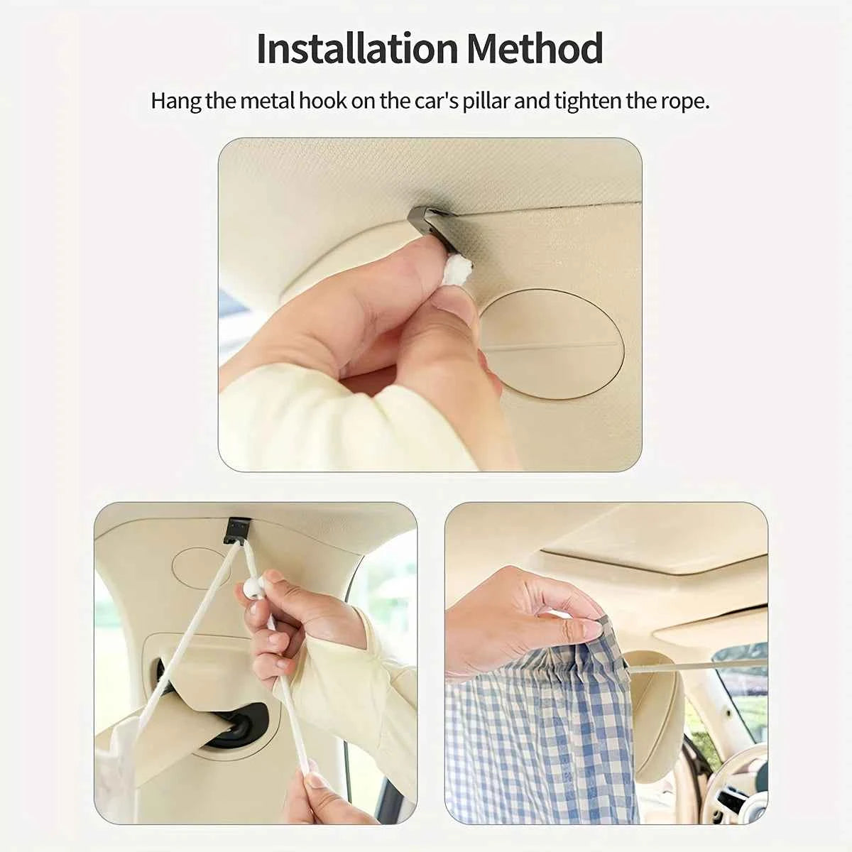 A Set of Car Interior Partition Curtains - Checkered Car Partition Curtains, Sunshade Car Curtains, Cute Bear Design Retractable