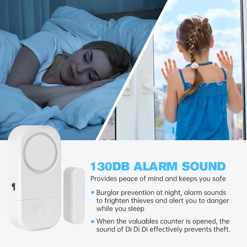 Wireless Door Opening Sensor Alarm with 130dB Alert & Time Delay