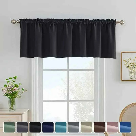 Stylish Solid Color Blackout Curtain Valance Blocks Light Enhances Privacy Small Curtains for Kitchen Bathroom Bedroom Decor