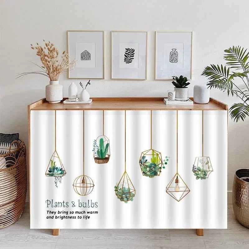 1PC Kitchen Cabinet Curtain Cover Dustproof Cupboard Wardrobe Short Curtains Washable Drapes Self-adhesive Half-Curtain Cortinas