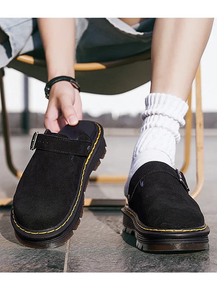 Men's Summer Half Slippers - Non-Slip Beach Clogs Casual Leather Sandals