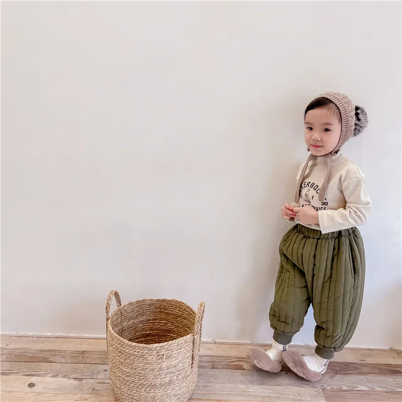 Winter Cotton-Padded Kids Harem Trousers – Unisex Full-Length Thermal Pants (Ages 2–7) Shello's Creative Boutique