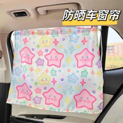Suction Cup Curtain In The Car Window Sunshade Cover Cartoon Universal Side Window Sunshade UV Protection For Kid Baby Children