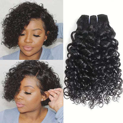 100g Curly Hair Bundles - Remy Water Wave Human Hair Weave Extensions - Shello's Creative Boutique