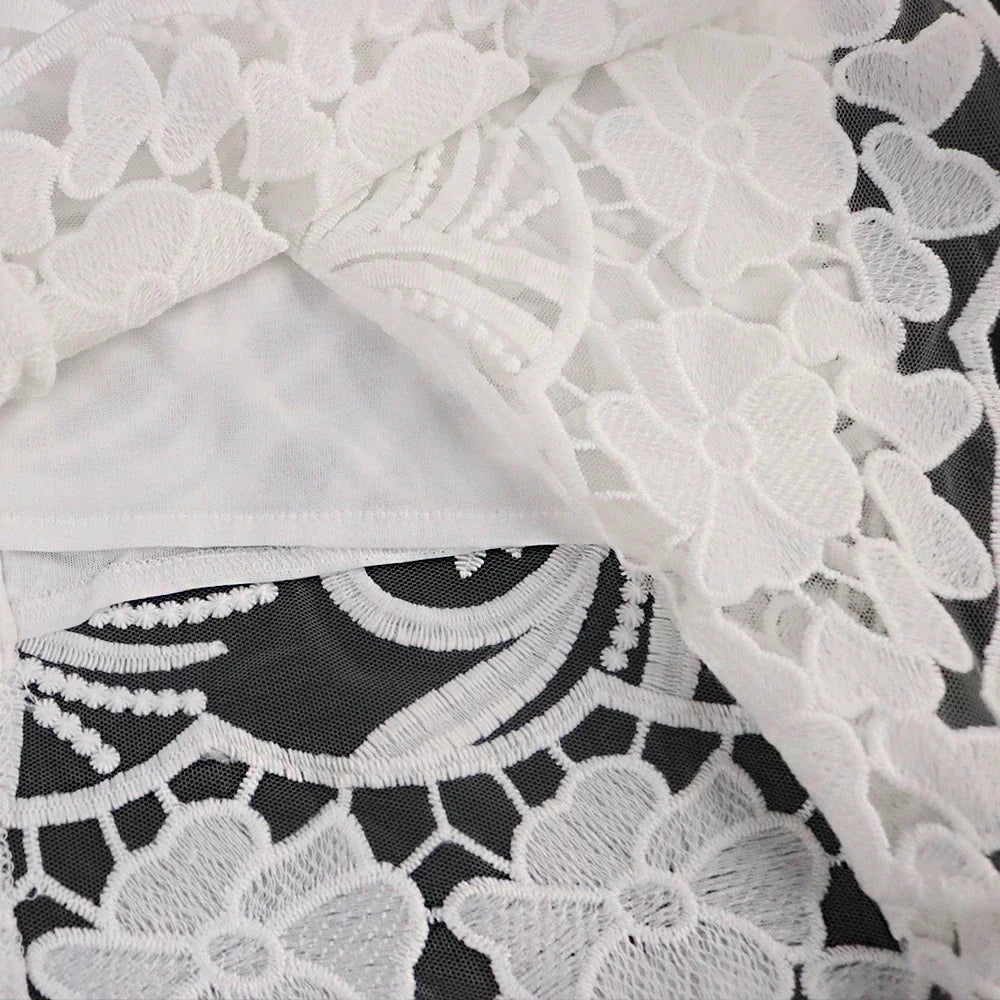White Lace Dress - Ruffle Sleeve Knee-Length Party Dress - Shello's Creative Boutique