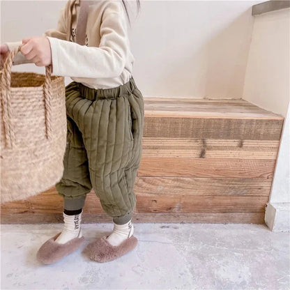 Winter Cotton-Padded Kids Harem Trousers – Unisex Full-Length Thermal Pants (Ages 2–7) - Shello's Creative Boutique