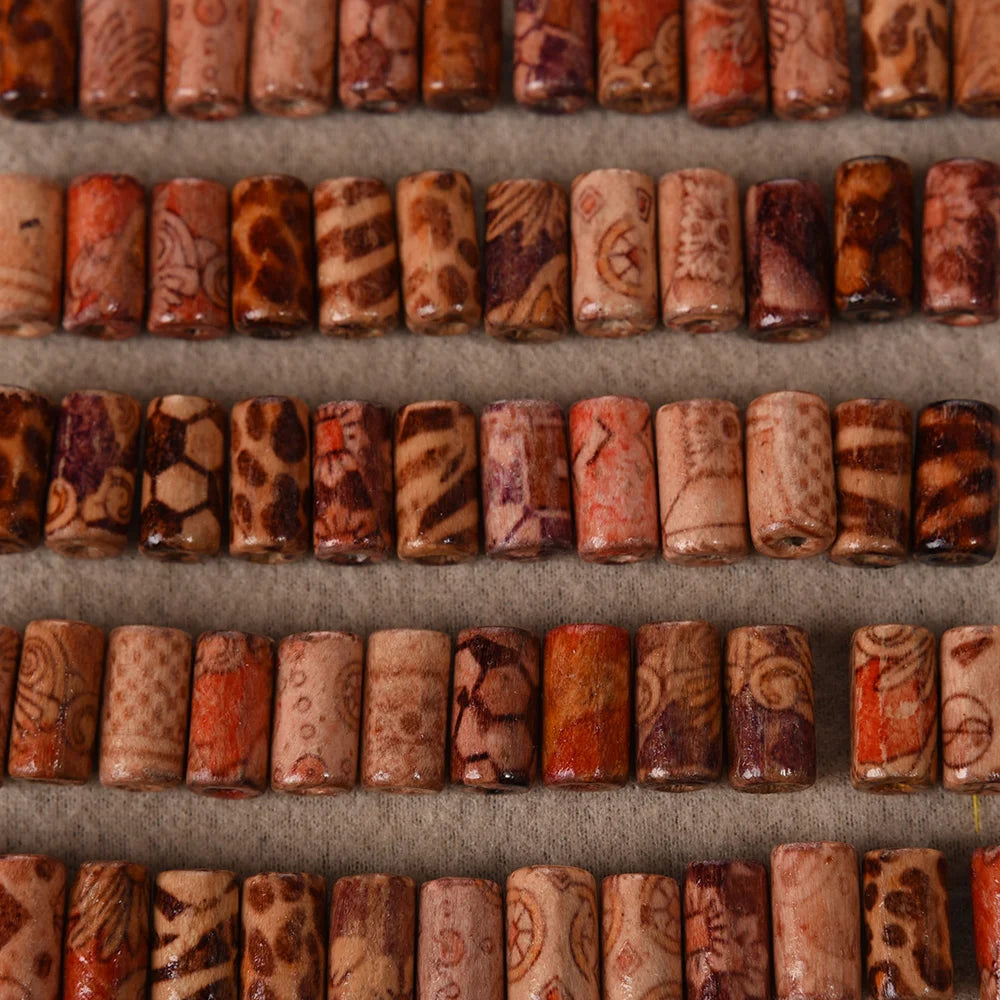 100pcs Wooden Dreadlock Beads - Vintage Natural Wood Hair Accessories - Shello's Creative Boutique