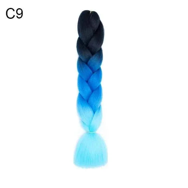 24 Inch Jumbo Braiding Hair - Rainbow Ombre Synthetic Extensions - Shello's Creative Boutique
