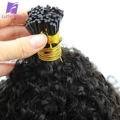 Afro Kinky Curly I Tip Hair Extensions - Microlink Double Drawn Full Thick Ends - Shello's Creative Boutique