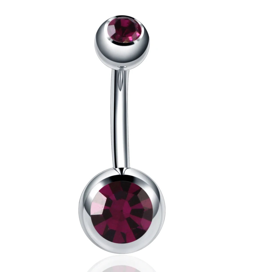 Stainless Steel Cubic Zirconia Drop Navel Ring