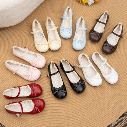 Women's Mary Janes Flat Shoes - Round Toe Buckle Strap Ballet Flats