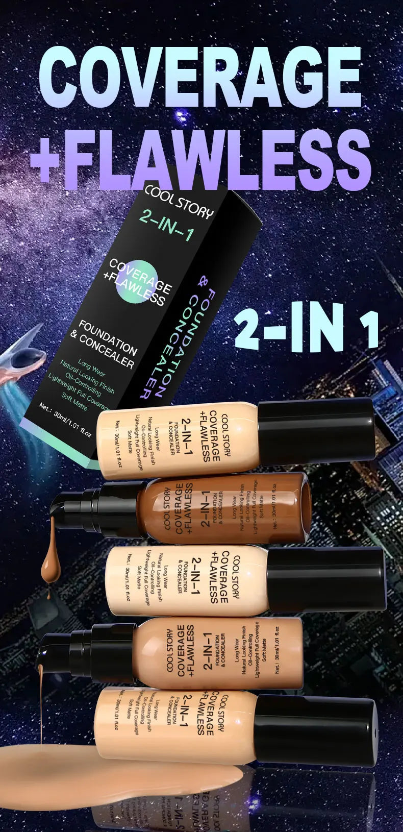 10 Color Lasting Face Foundation Cream Oil-Control Matte BB Cream Liquid Full Coverage Waterproof Hydrating Brighten Concealer - Shello's Creative Boutique