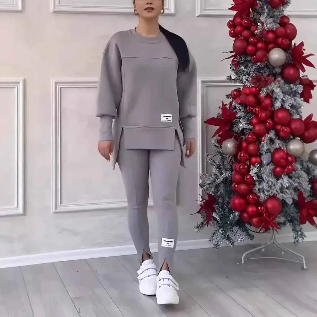 Women's Hooded Two Piece Activewear Set - Sweatshirt & Pencil Pants Outfit - Shello's Creative Boutique