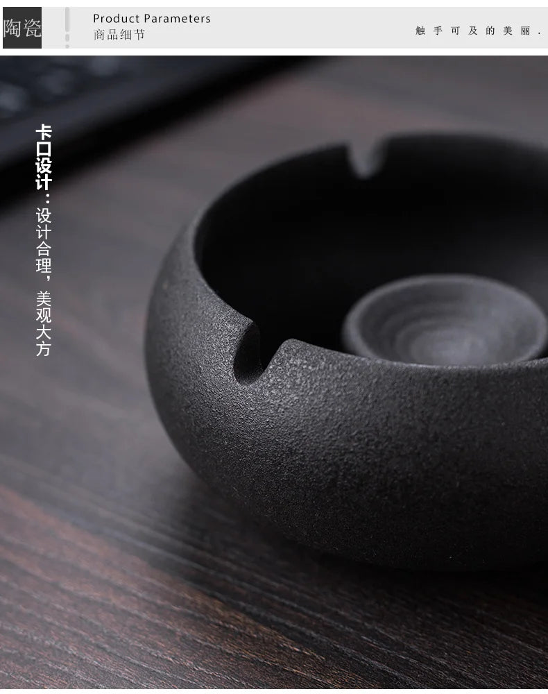 Creative Ceramic Ashtray with Lid – Anti-Fly Ash Desktop Ornament, 18 Styles