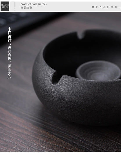 Creative Ceramic Ashtray with Lid – Anti-Fly Ash Desktop Ornament, 18 Styles