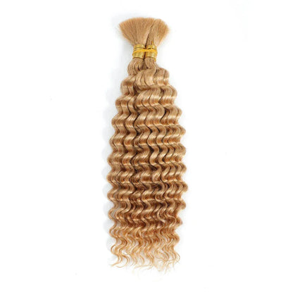 Blonde Highlight Bulk Braiding Hair - Deep Wave Curly Human Hair 100g for Boho Braids - Shello's Creative Boutique
