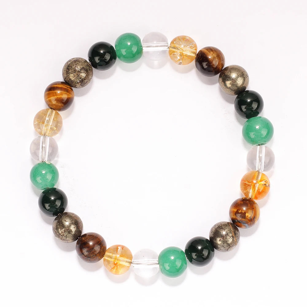 Bohemian Tiger Eye & Malachite Natural Stone Beaded Bracelet