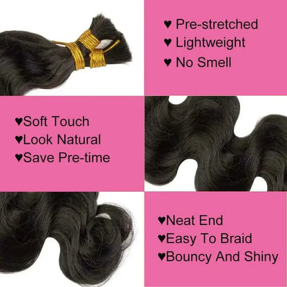 Body Wave Braiding Hair - 100% Human Hair Double Drawn Bulk for Boho Knotless Braids - Shello's Creative Boutique