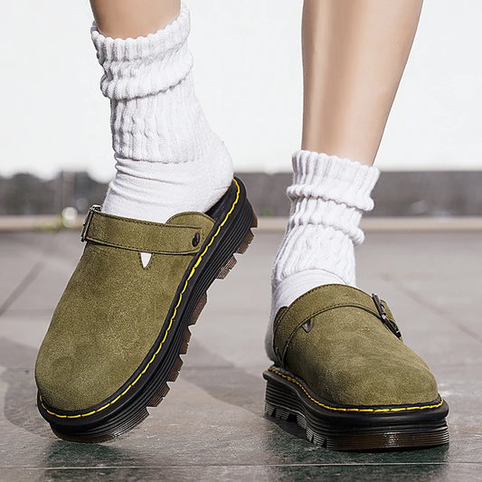 Men's Summer Half Slippers - Non-Slip Beach Clogs Casual Leather Sandals