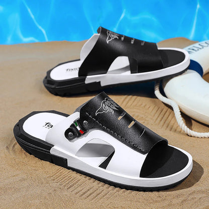 Men's Casual Summer Sandals – Black & Orange