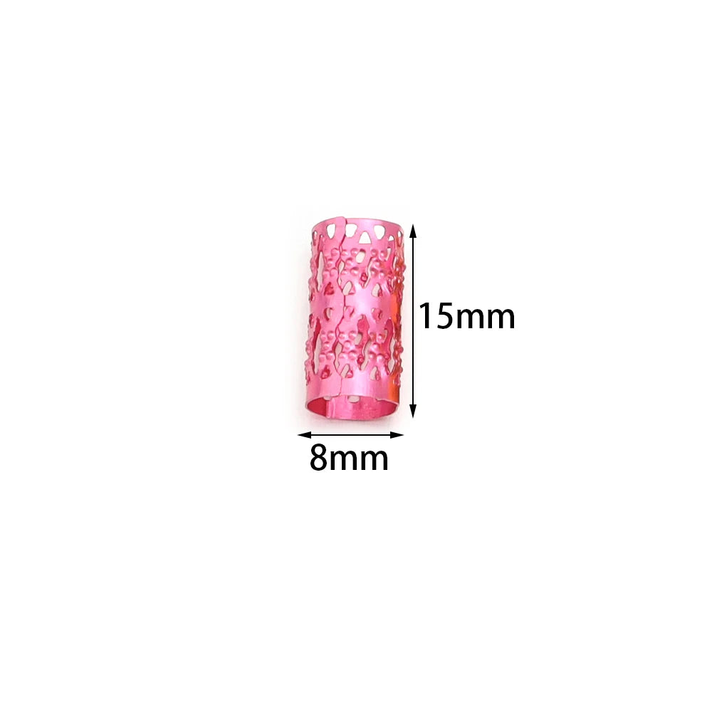 100Pcs/lot Dreadlock Hair Rings Metal Hollow Tube Dirty Dread Braids Adjustable for Cuffs Clip Hair Accessories Styling Tools - Shello's Creative Boutique