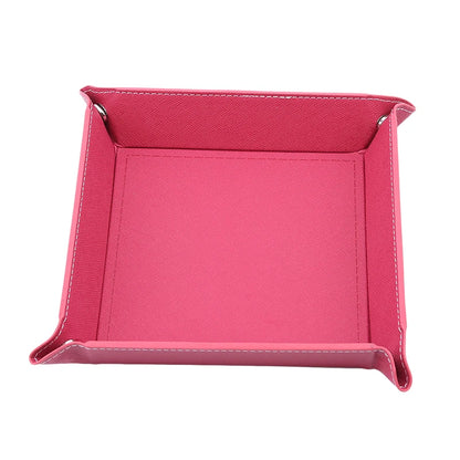 PU Leather Folding Valet Tray – Collapsible Desktop Storage for Keys, Phone, Wallet & Coins
