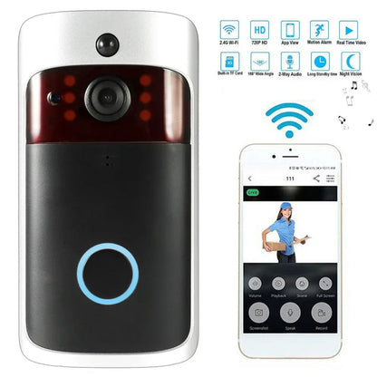 Smart WiFi Video Doorbell - Wireless Security Camera with Night Vision & Two-Way Audio - Shello's Creative Boutique