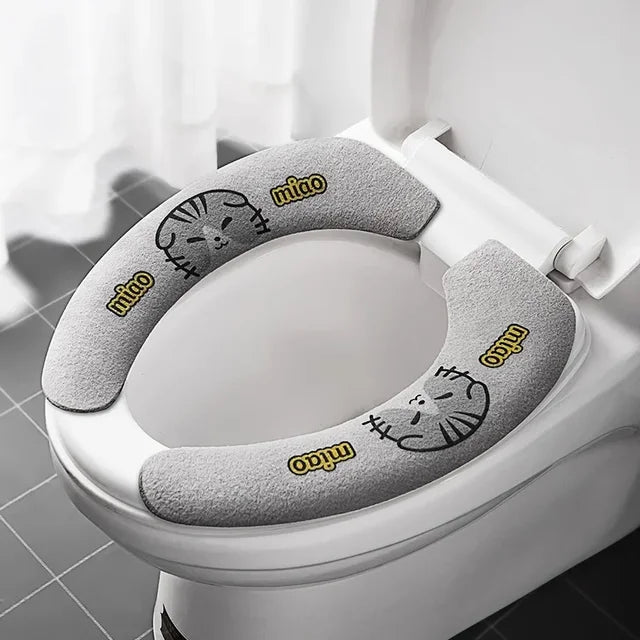 Soft Cartoon Washable  Cushion WC Toilet Sticky Seat Pad Bathroom Warmer Seat Lid Cover Universal Toilet Seat Cover 1/4Pcs eprolo
