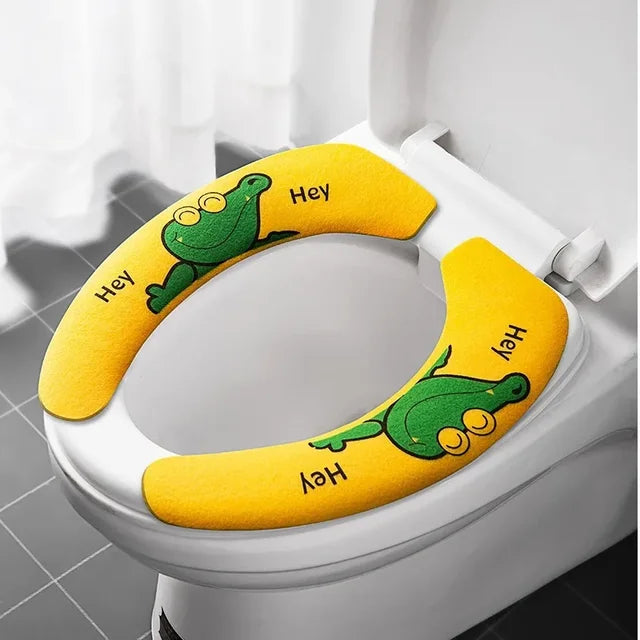 Soft Cartoon Washable  Cushion WC Toilet Sticky Seat Pad Bathroom Warmer Seat Lid Cover Universal Toilet Seat Cover 1/4Pcs eprolo