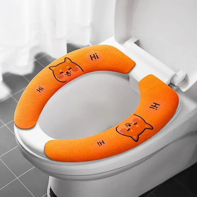 Soft Cartoon Washable  Cushion WC Toilet Sticky Seat Pad Bathroom Warmer Seat Lid Cover Universal Toilet Seat Cover 1/4Pcs eprolo