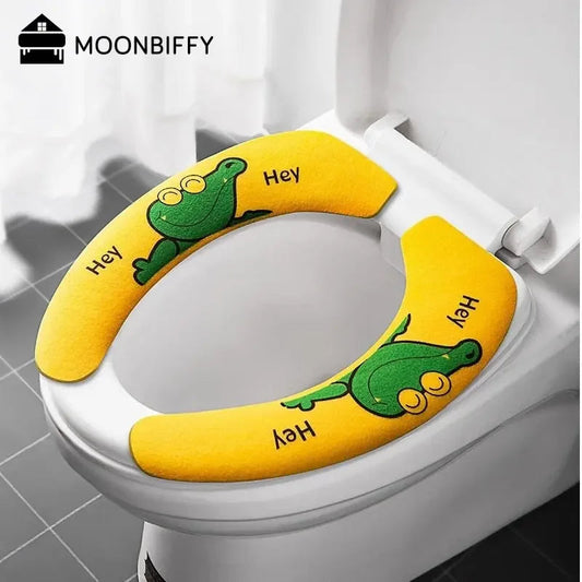 Soft Cartoon Washable  Cushion WC Toilet Sticky Seat Pad Bathroom Warmer Seat Lid Cover Universal Toilet Seat Cover 1/4Pcs eprolo