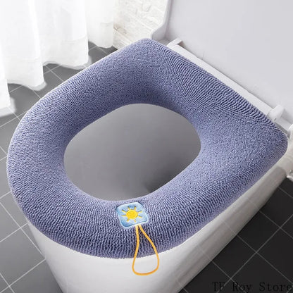 Soft Warm Toilet Pad Cushion with Handle Washable Winter Thicker Toilet Seat Cover Mat Bathroom Closestool Warmer Accessories eprolo