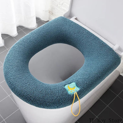 Soft Warm Toilet Pad Cushion with Handle Washable Winter Thicker Toilet Seat Cover Mat Bathroom Closestool Warmer Accessories eprolo