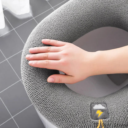 Soft Warm Toilet Pad Cushion with Handle Washable Winter Thicker Toilet Seat Cover Mat Bathroom Closestool Warmer Accessories eprolo