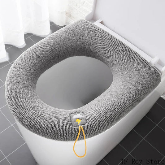 Soft Warm Toilet Pad Cushion with Handle Washable Winter Thicker Toilet Seat Cover Mat Bathroom Closestool Warmer Accessories eprolo