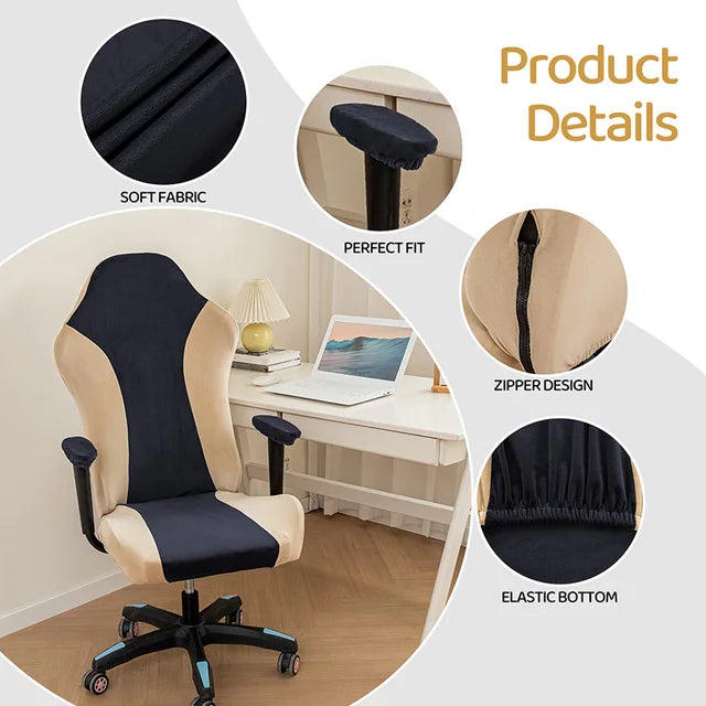 Spliced Color E-Sports Gaming Chair Covers Household Office Dust-Proof Computer Swivel Chair Cover with Armrest Cover (NO Chair) eprolo