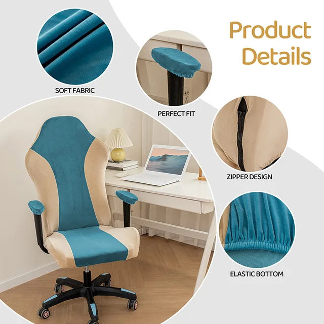 Spliced Color E-Sports Gaming Chair Covers Household Office Dust-Proof Computer Swivel Chair Cover with Armrest Cover (NO Chair) eprolo