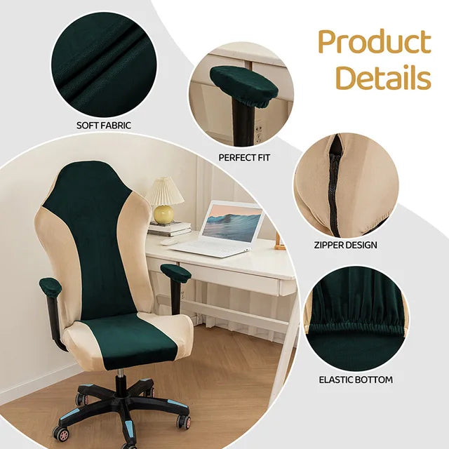 Spliced Color E-Sports Gaming Chair Covers Household Office Dust-Proof Computer Swivel Chair Cover with Armrest Cover (NO Chair) eprolo