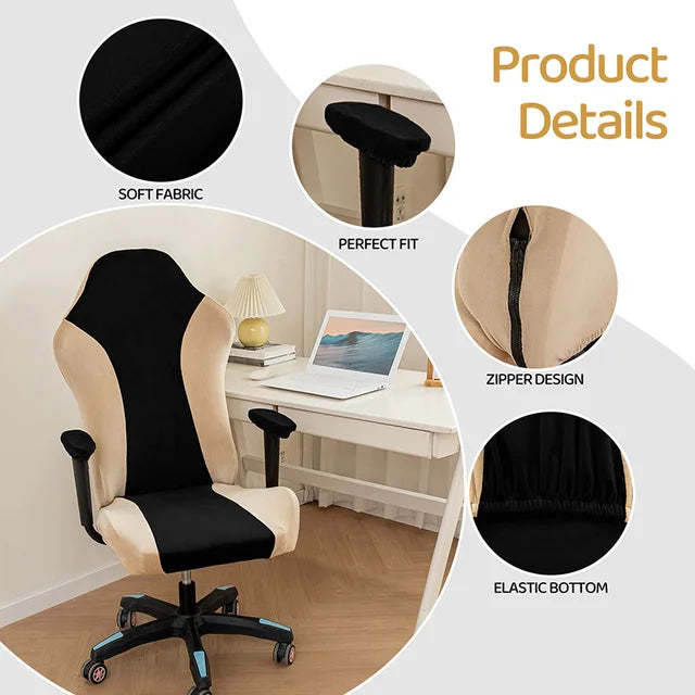 Spliced Color E-Sports Gaming Chair Covers Household Office Dust-Proof Computer Swivel Chair Cover with Armrest Cover (NO Chair) eprolo