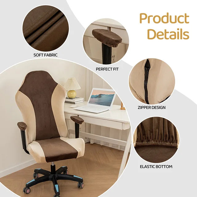 Spliced Color E-Sports Gaming Chair Covers Household Office Dust-Proof Computer Swivel Chair Cover with Armrest Cover (NO Chair) eprolo
