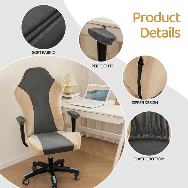 Spliced Color E-Sports Gaming Chair Covers Household Office Dust-Proof Computer Swivel Chair Cover with Armrest Cover (NO Chair) eprolo