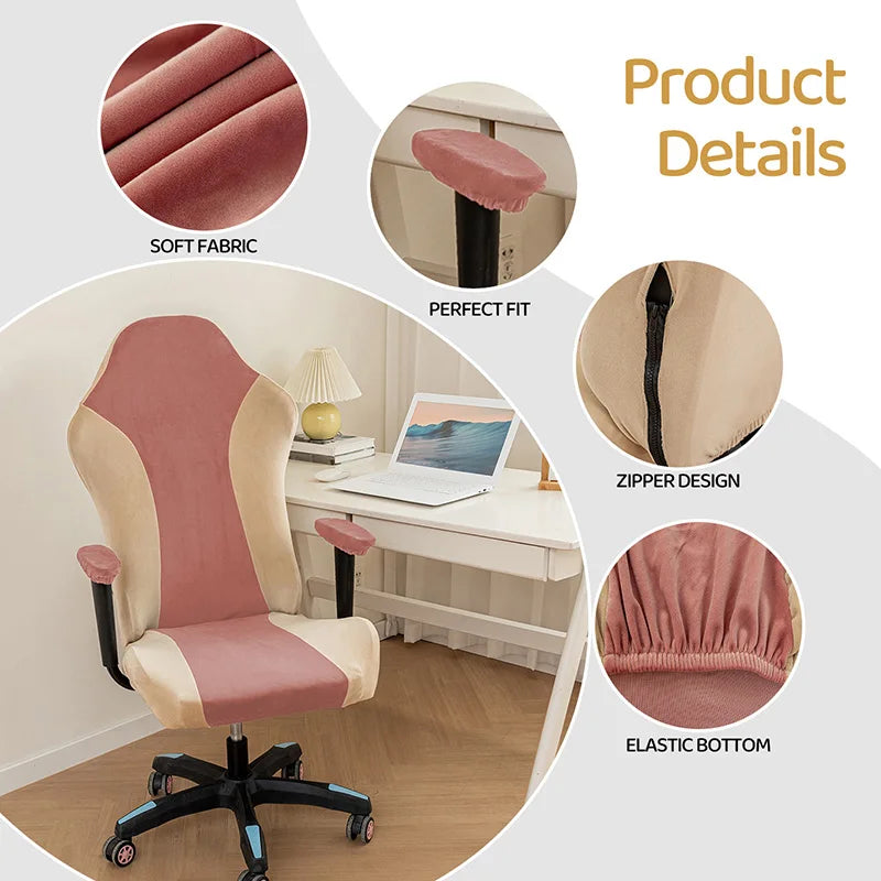 Spliced Color E-Sports Gaming Chair Covers Household Office Dust-Proof Computer Swivel Chair Cover with Armrest Cover (NO Chair) eprolo
